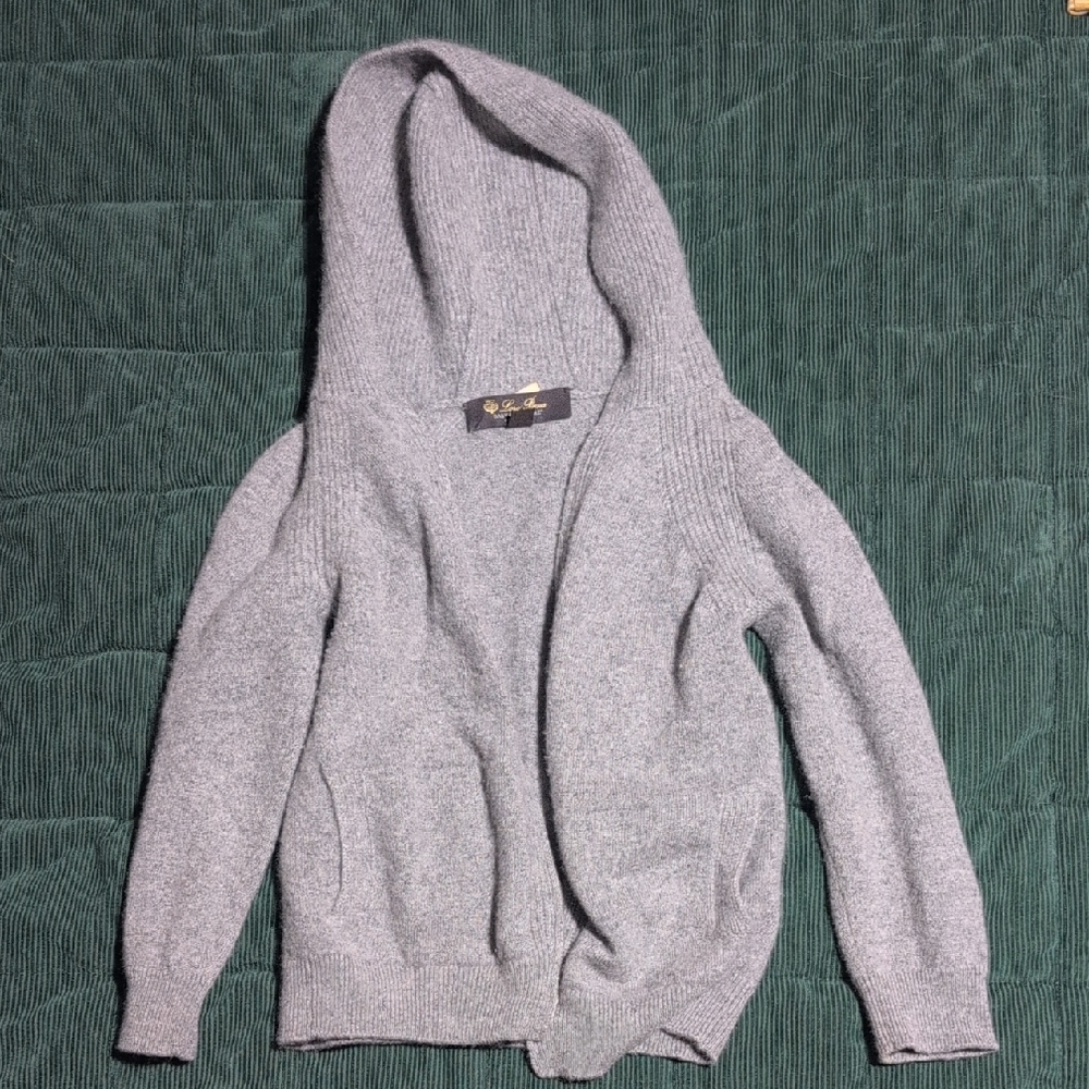 Loro Piana Gray Hooded Cardigan Baby